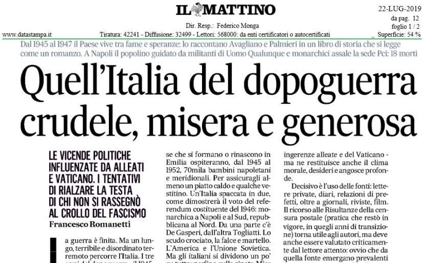 Quell&#039;Italia del dopoguerra crudele, misera e generosa (Il Mattino)
